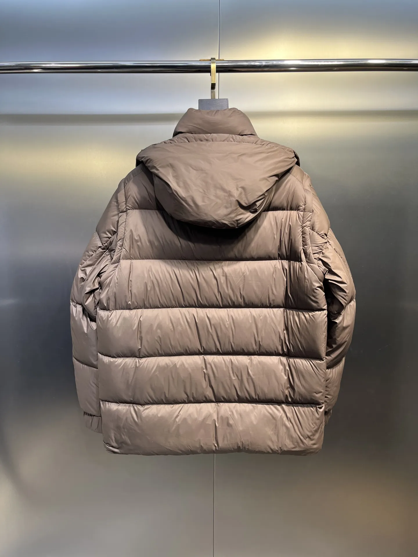 Prada Down Jacket Taupe Hooded Style - Image 6
