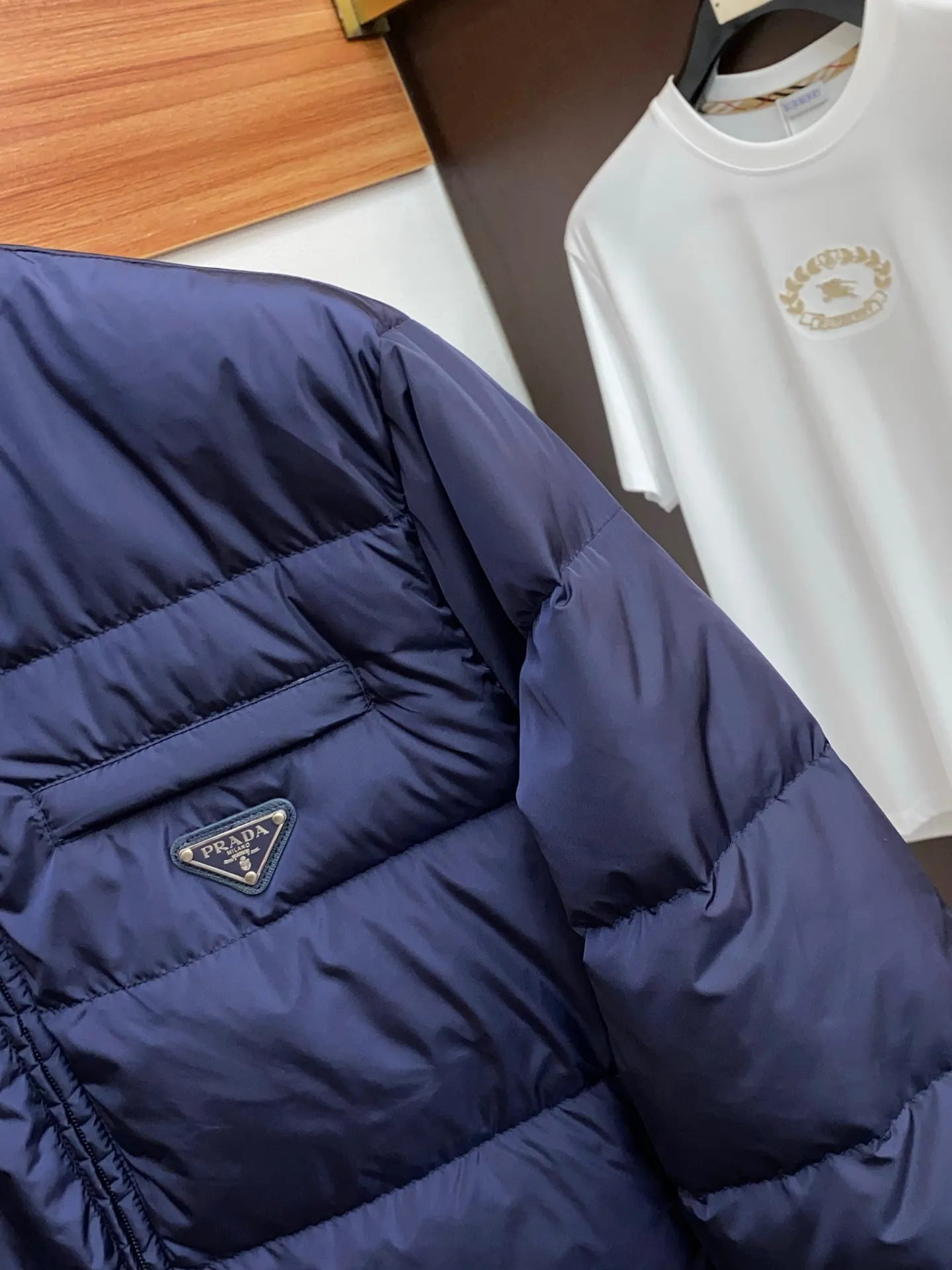 Prada Fall Winter Stand Collar Puffer Jacket Blue - Image 7