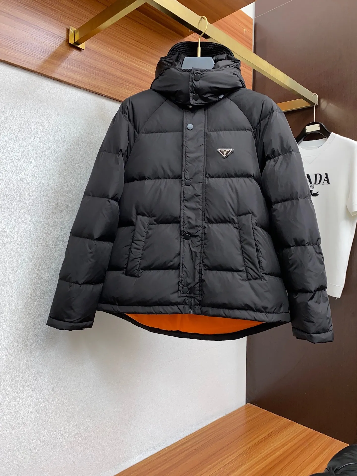 Prada Fall Winter Down Jacket Black Hooded