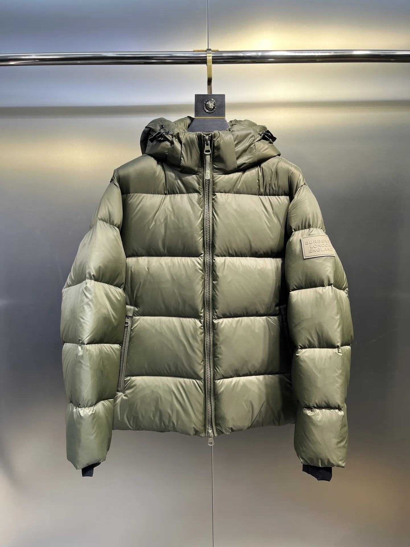 Prada Down Jacket Olive Green Hooded
