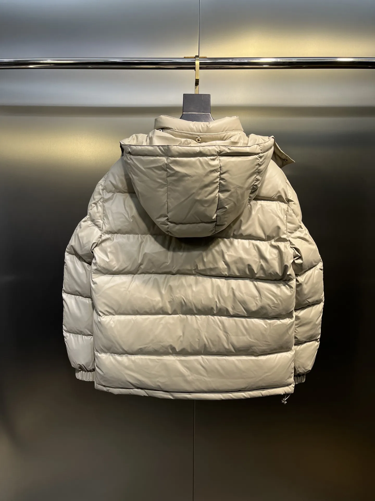 Prada Minimalist Down Jacket Beige Hooded - Image 3