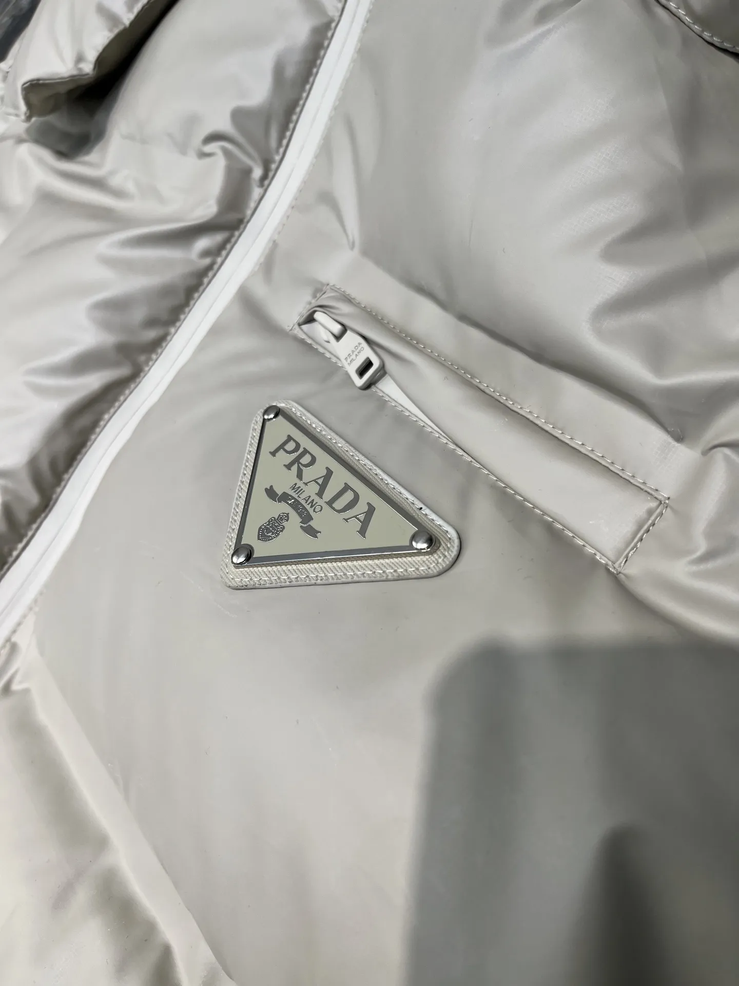 Prada Down Jacket Beige Hooded Style - Image 13