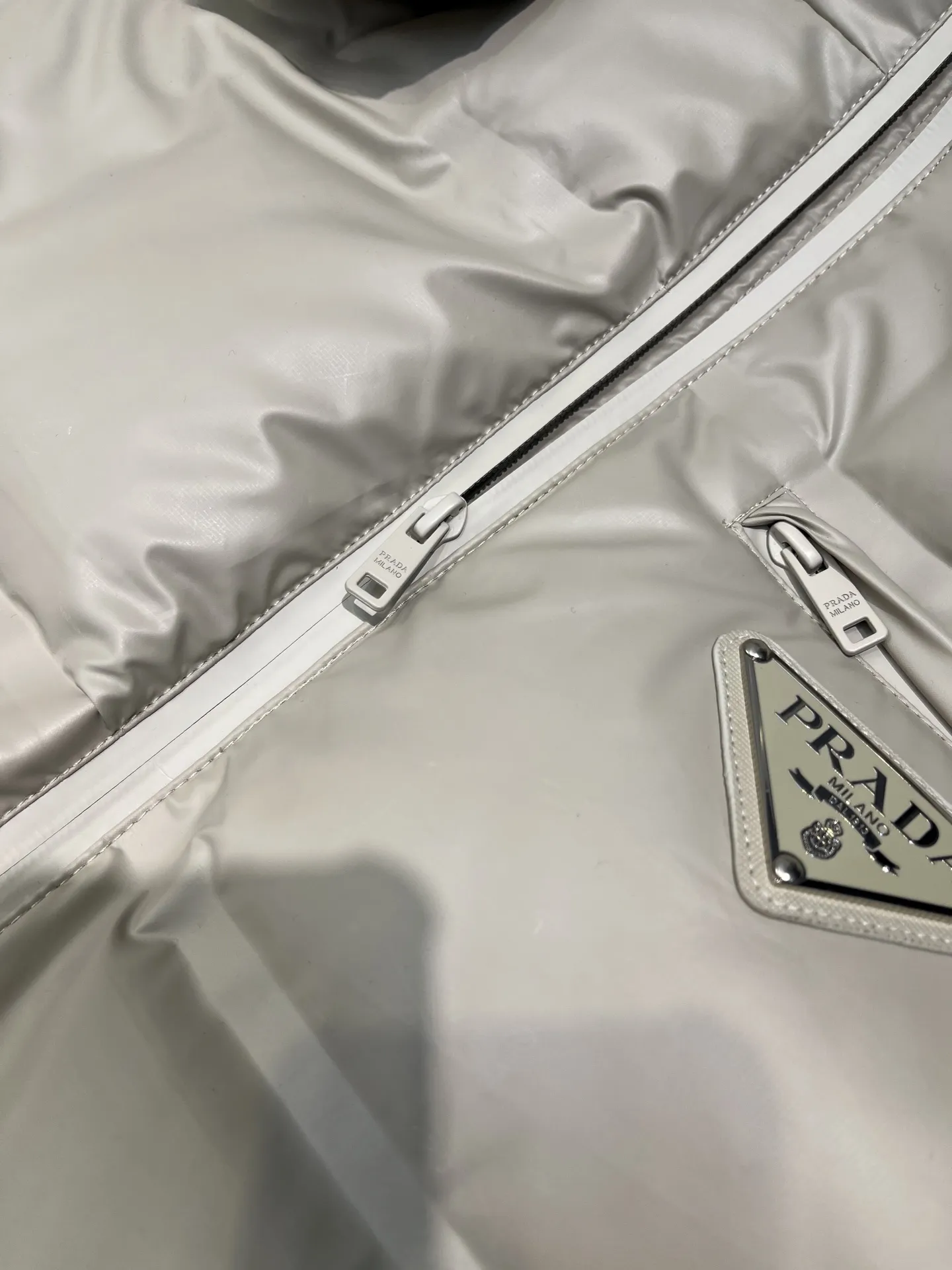 Prada Down Jacket Beige Hooded Style - Image 14