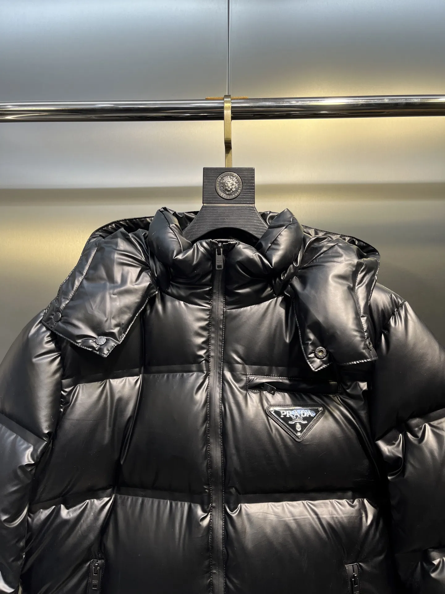 Prada Down Jacket Black Hooded Puffer - Image 4