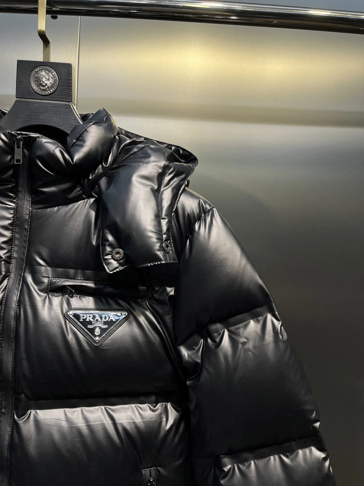 Prada Down Jacket Black Hooded Puffer - Image 5