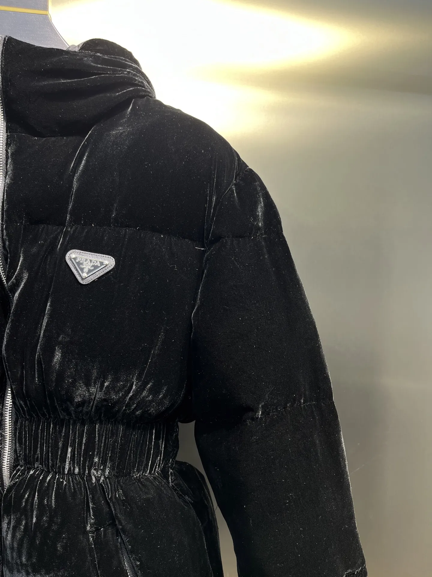 Prada Velvet Down Jacket Black Hooded - Image 4