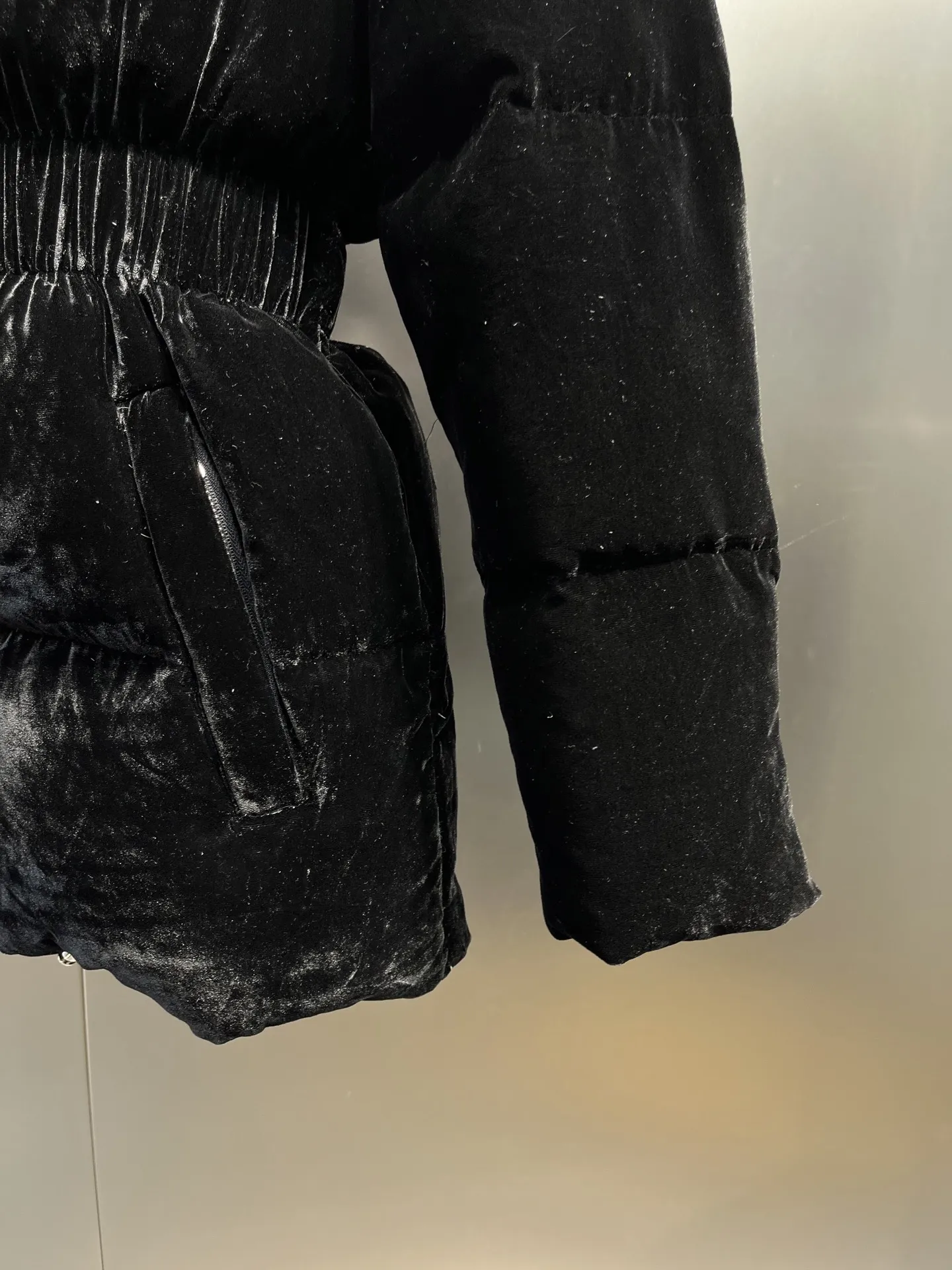 Prada Velvet Down Jacket Black Hooded - Image 5