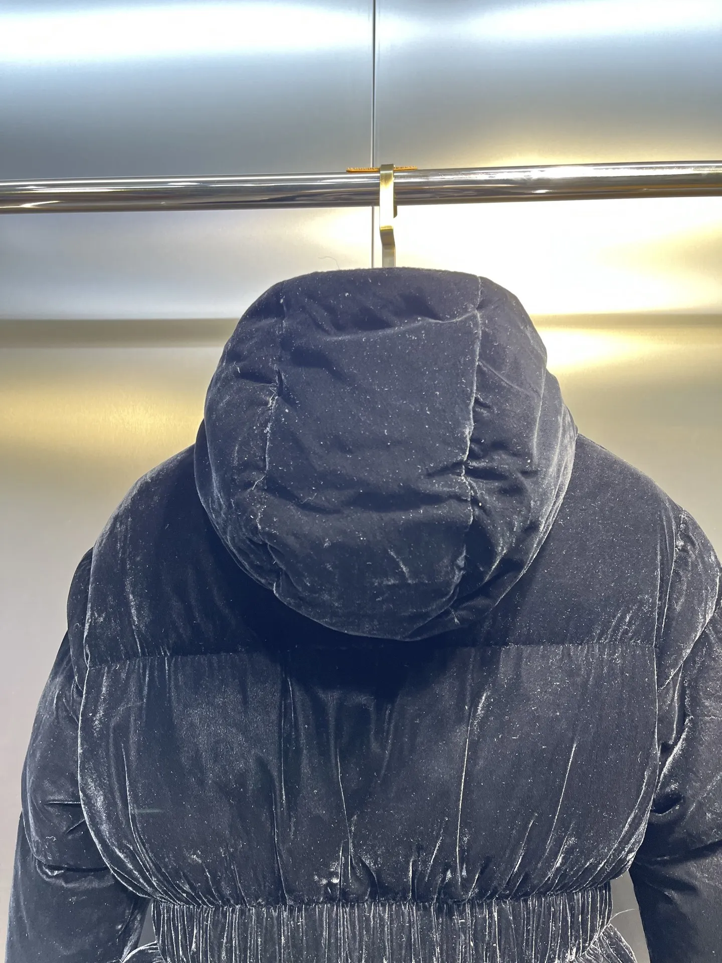 Prada Velvet Down Jacket Black Hooded - Image 6