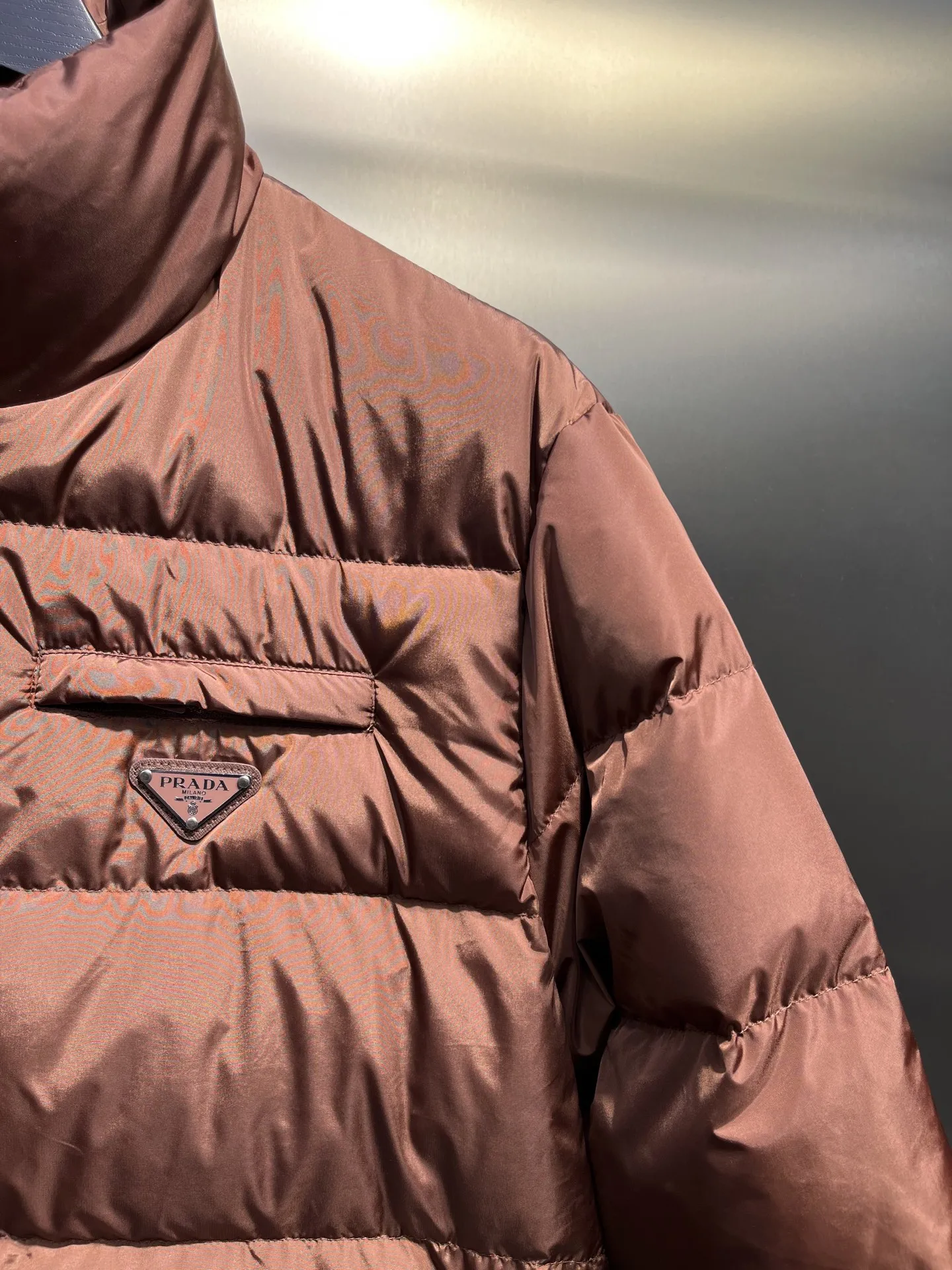 Prada Biker Down Jacket Brown Hooded - Image 3