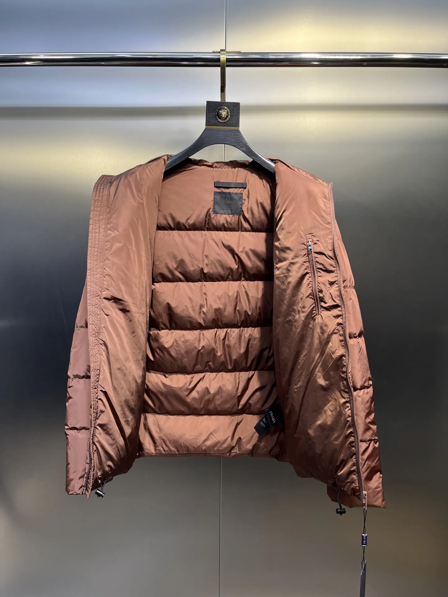 Prada Biker Down Jacket Brown Hooded - Image 7