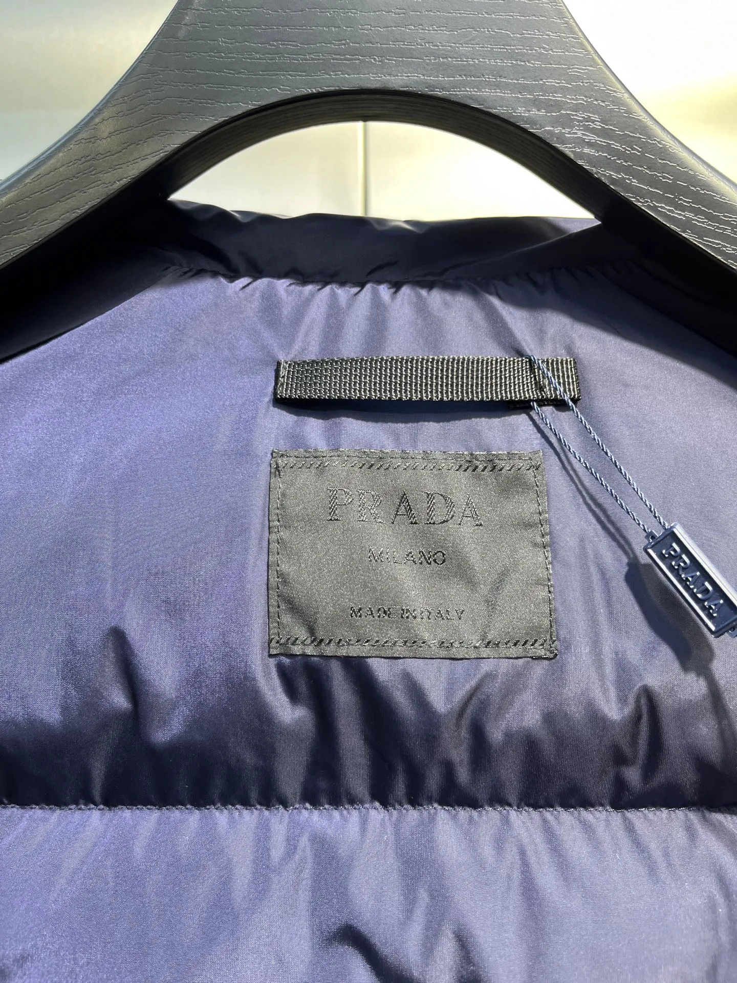 Prada Biker Down Jacket Blue Hooded - Image 8