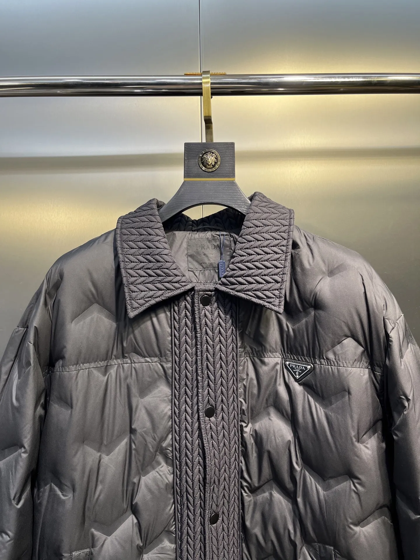 Prada Quilted Down Jacket Black Collar - Image 3