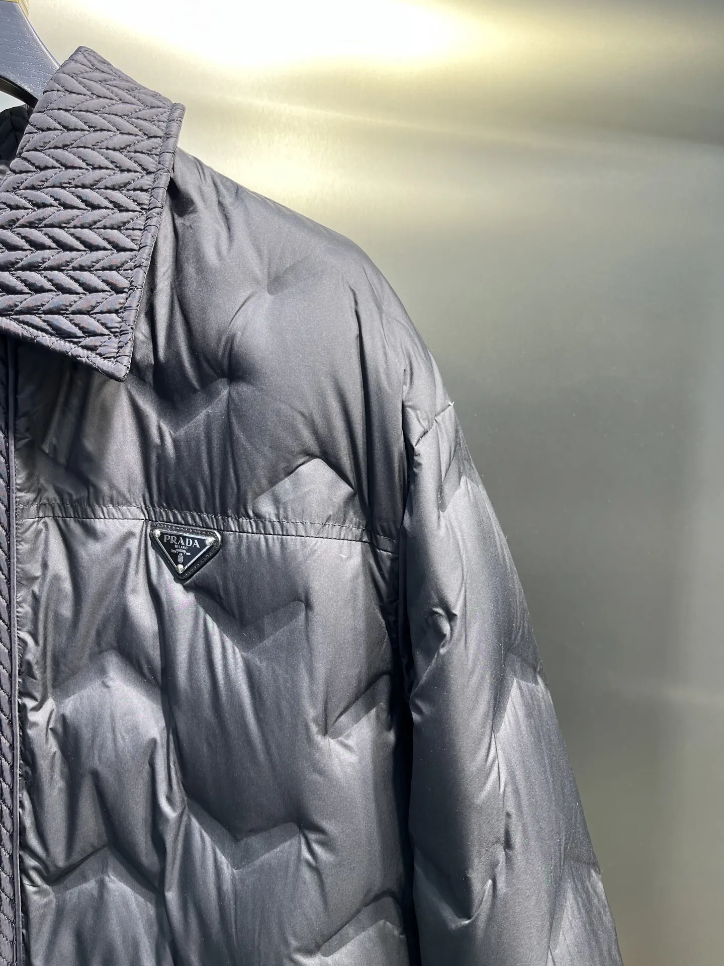 Prada Quilted Down Jacket Black Collar - Image 4
