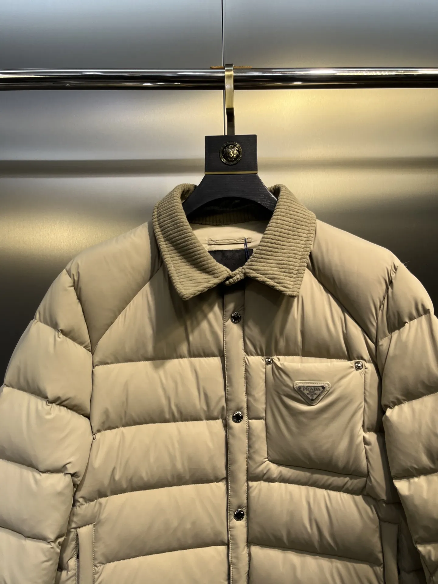 Prada ReNylon Down Jacket Beige Unisex - Image 3