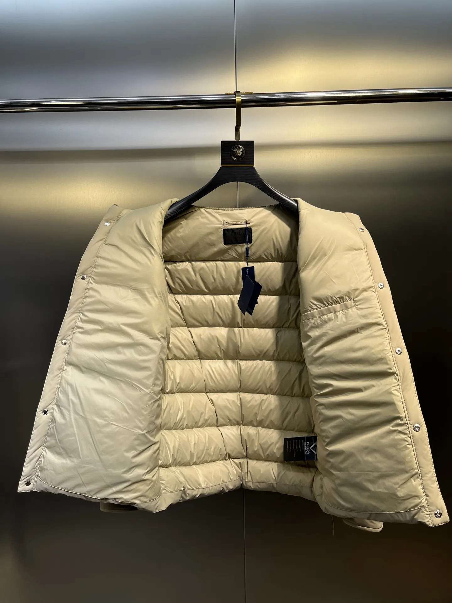 Prada ReNylon Down Jacket Beige Unisex - Image 9