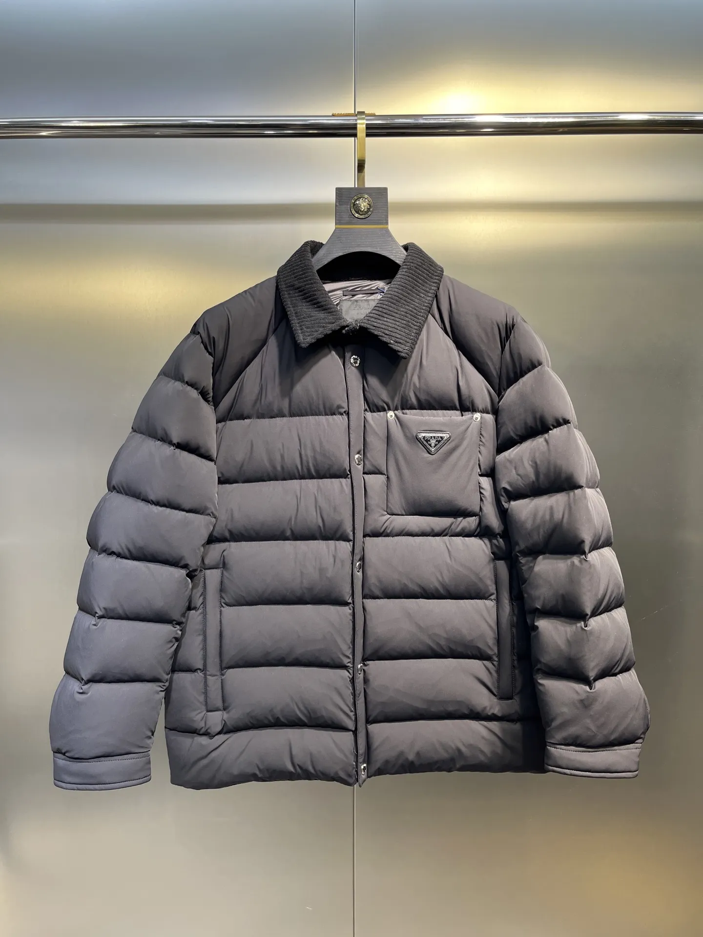 Prada ReNylon Down Jacket Grey Quilted