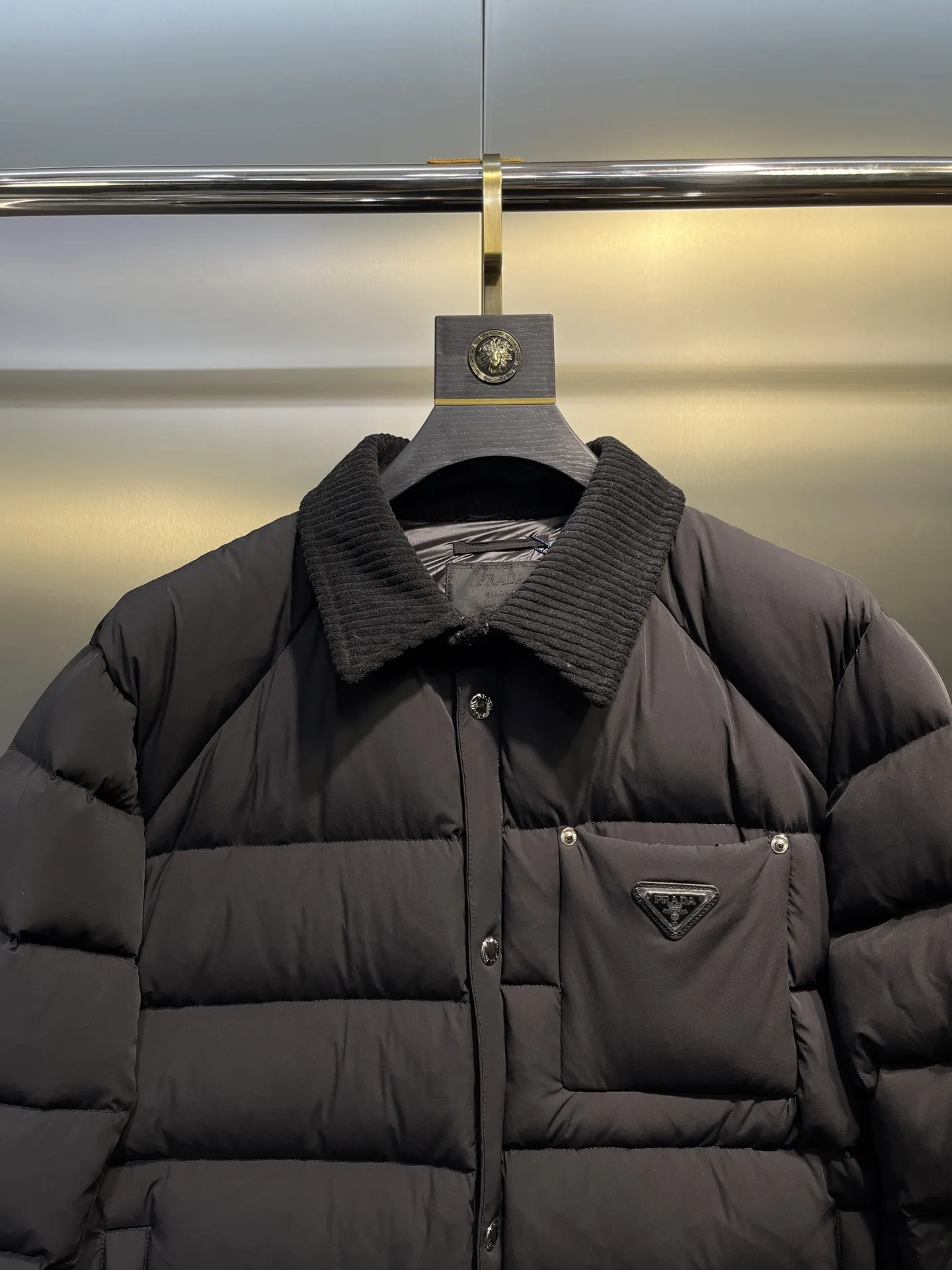 Prada ReNylon Down Jacket Grey Quilted - Image 3