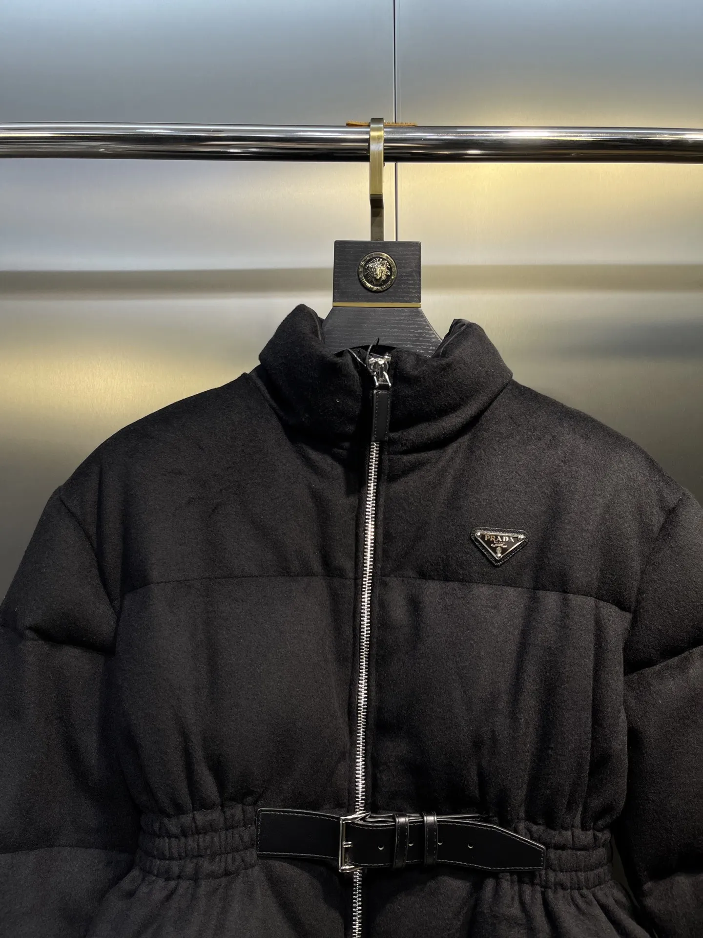 Prada Long Waist Down Jacket Black Quilted - Image 3