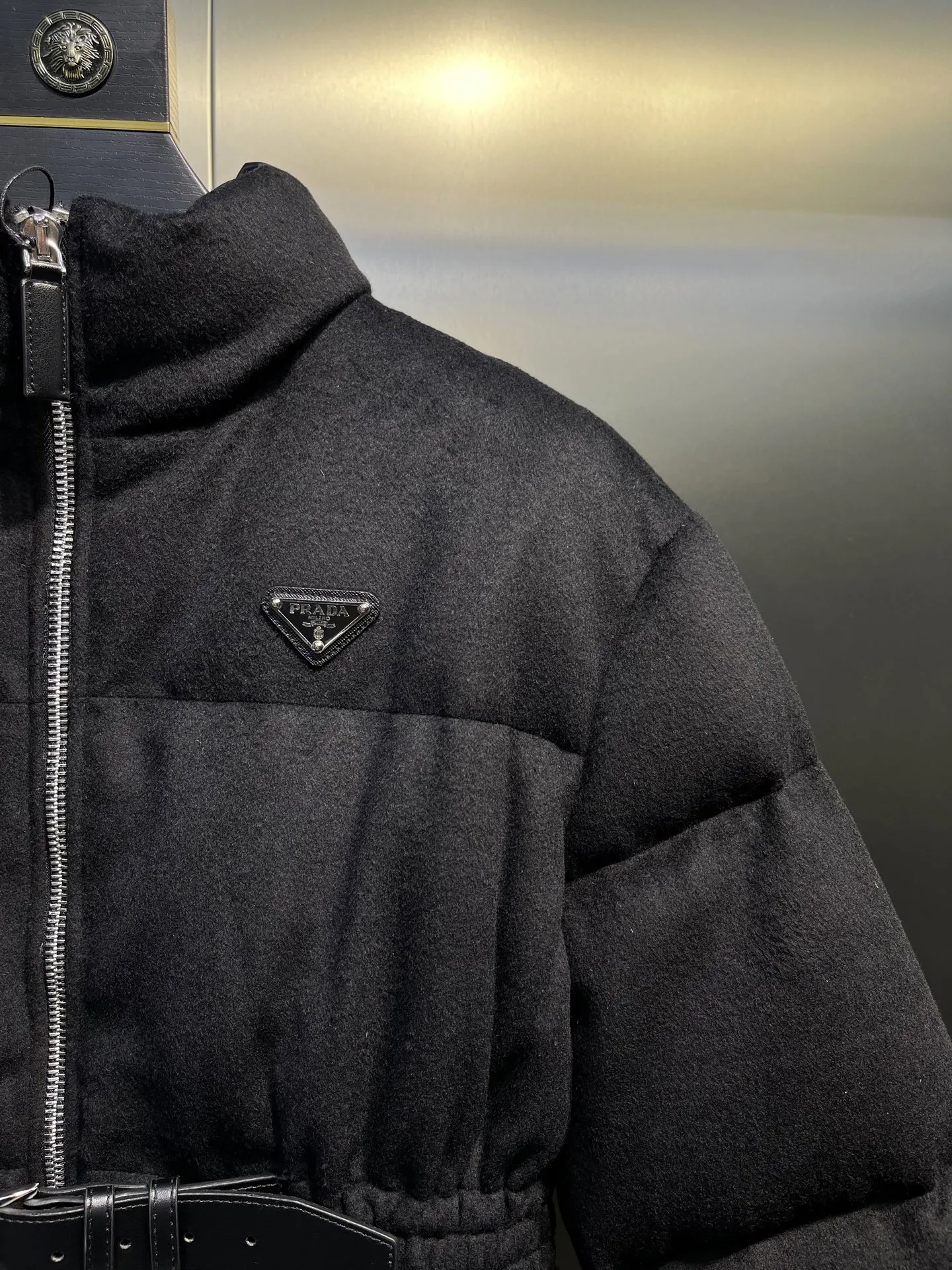 Prada Long Waist Down Jacket Black Quilted - Image 4