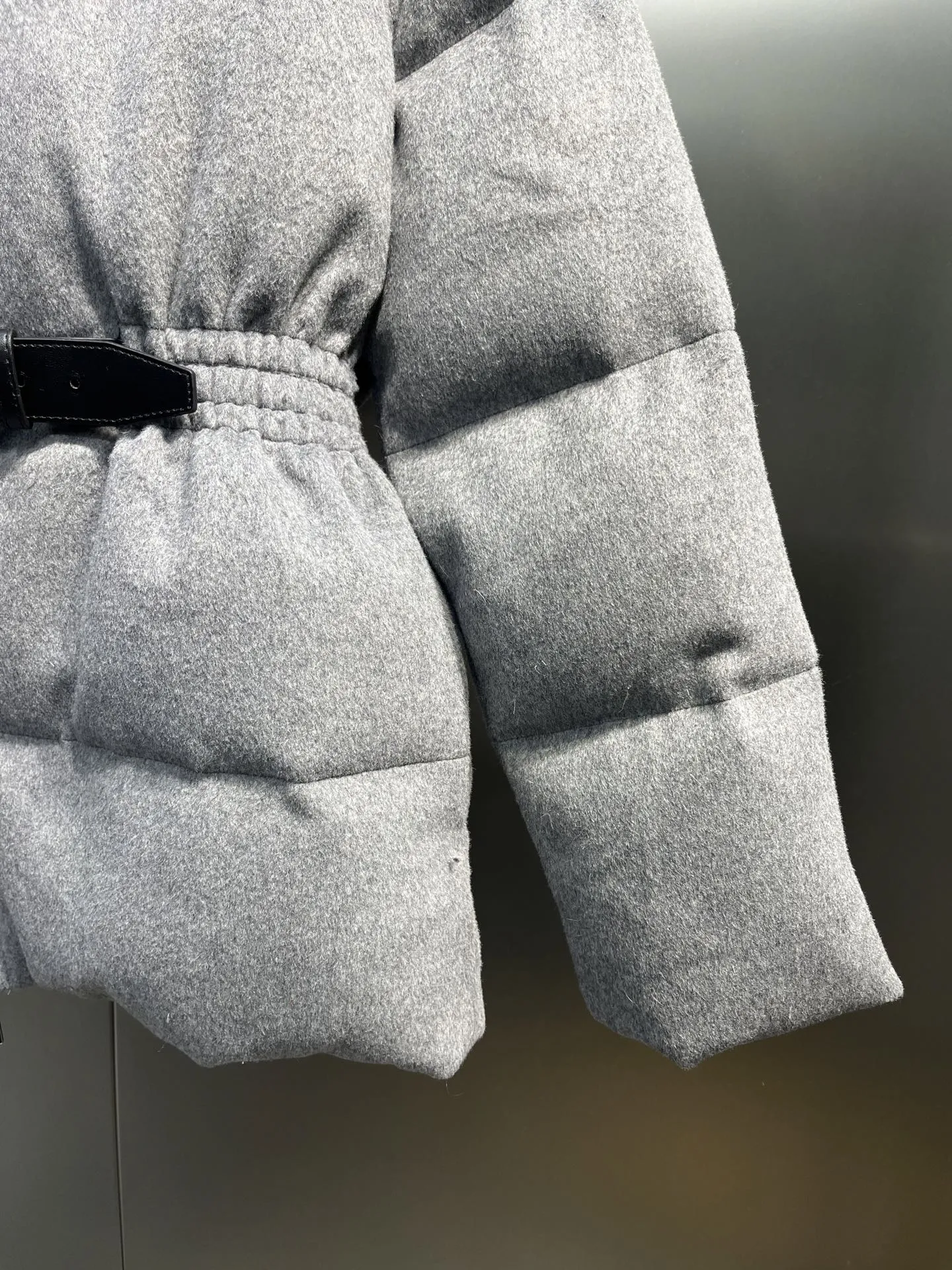 Prada Down Jacket Grey Stand Collar Style - Image 5