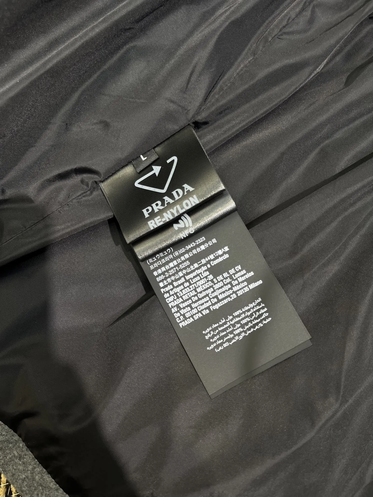 Prada Down Jacket Grey Stand Collar Style - Image 8