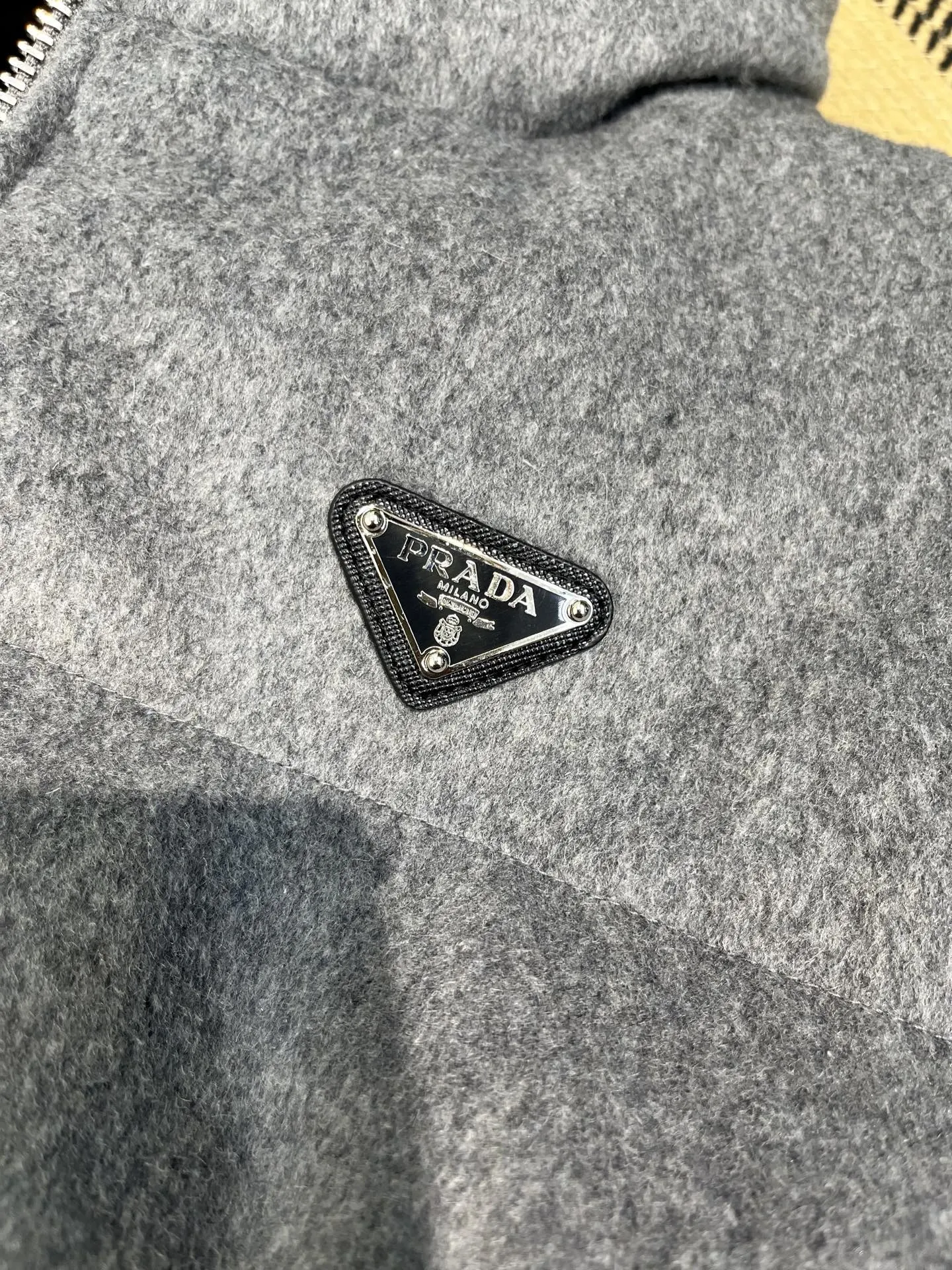 Prada Down Jacket Grey Stand Collar Style - Image 11