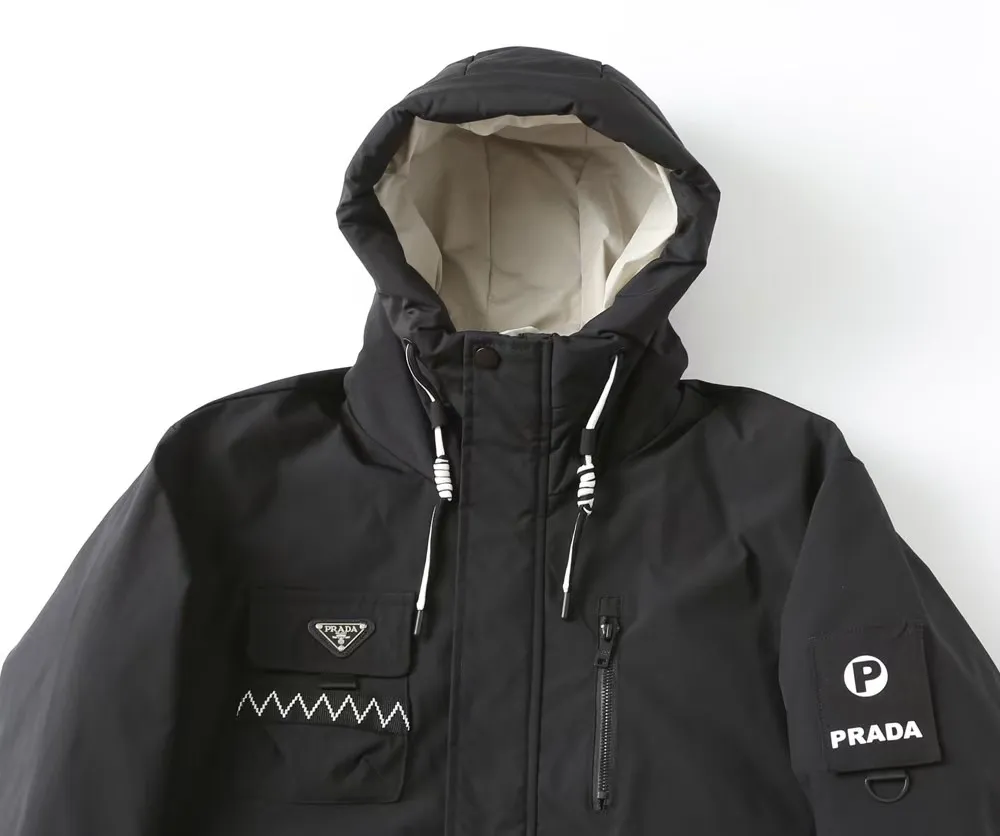 Prada Hooded Down Jacket White Unisex - Image 6