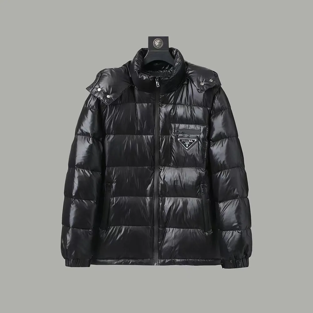 Prada Hooded Down Jacket Black Puffer