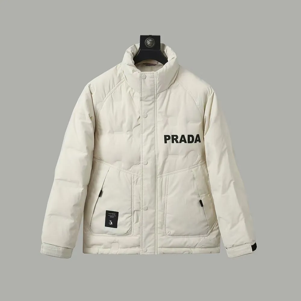Prada Letter Down Jacket White Unisex