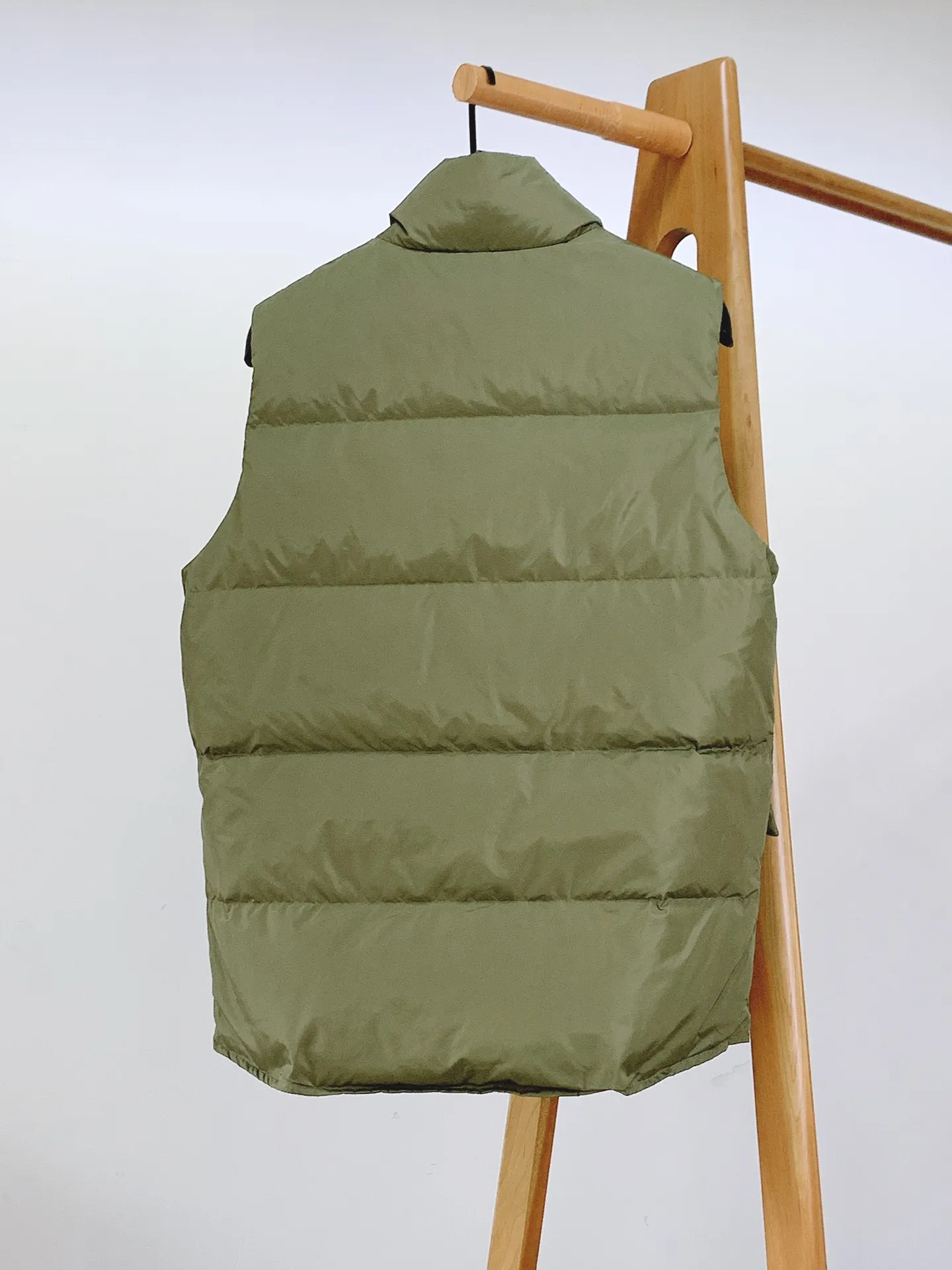 Prada Down Vest Olive Green Stand Collar - Image 3