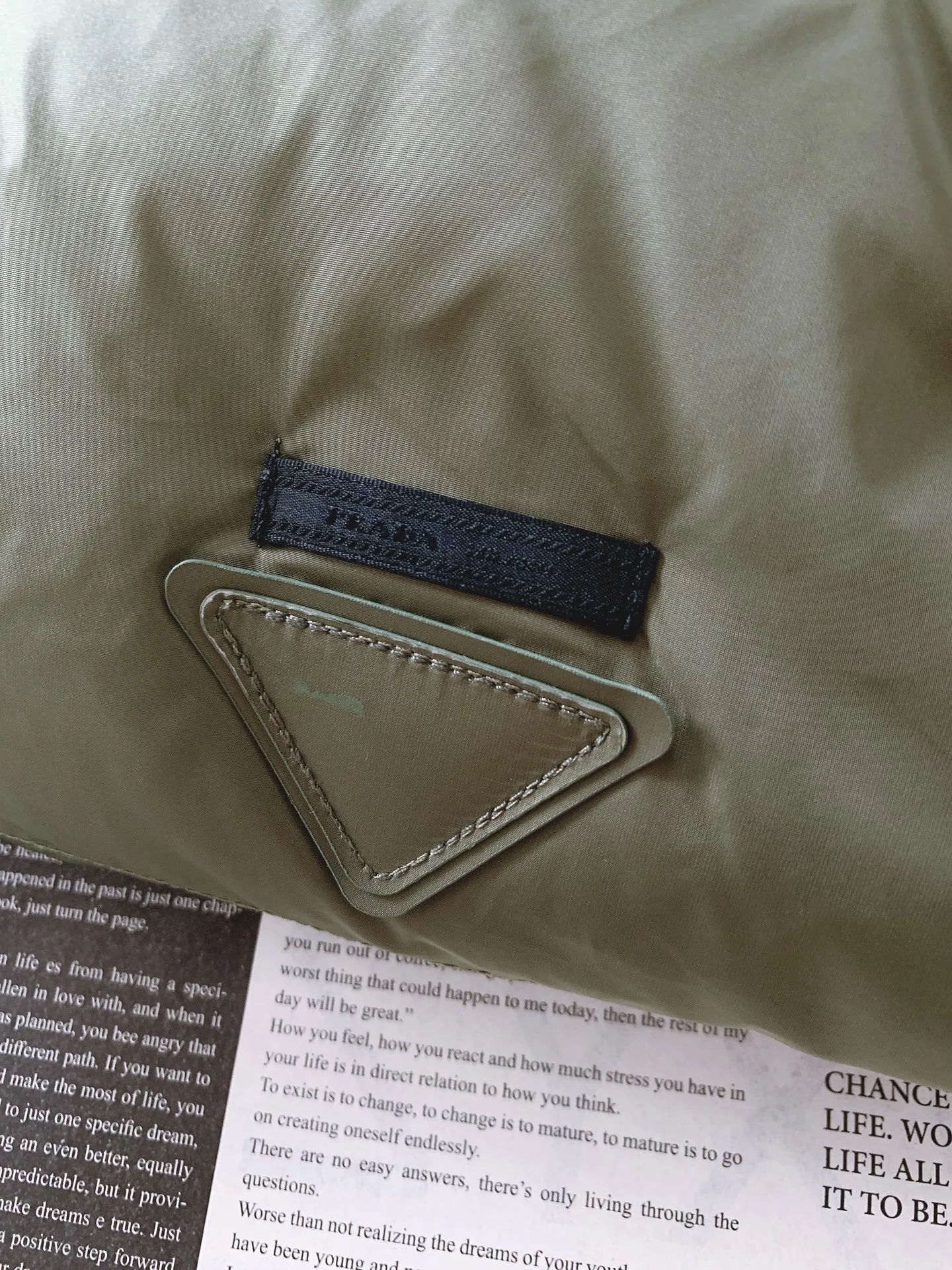 Prada Down Vest Olive Green Stand Collar - Image 5