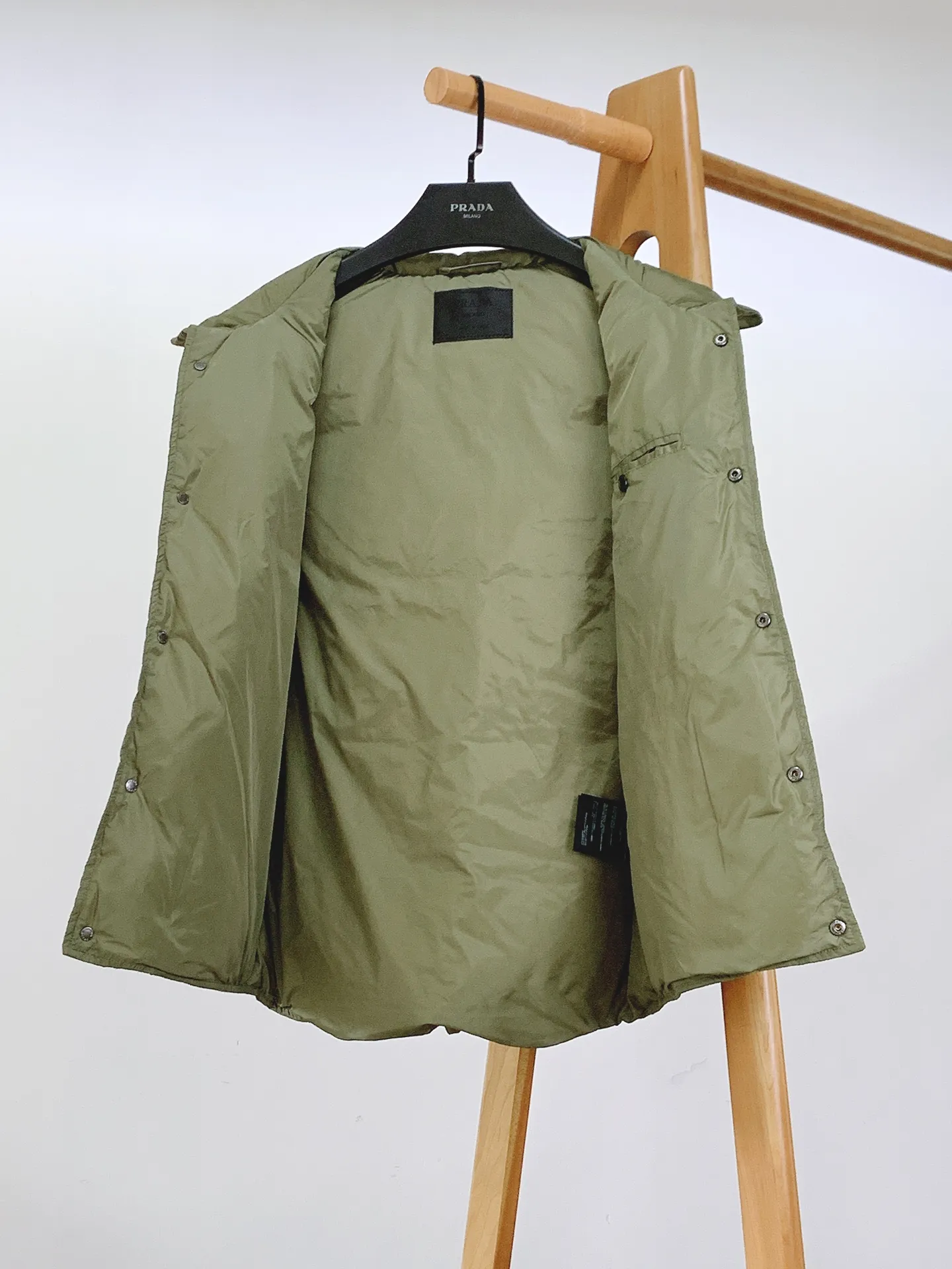 Prada Down Vest Olive Green Stand Collar - Image 8