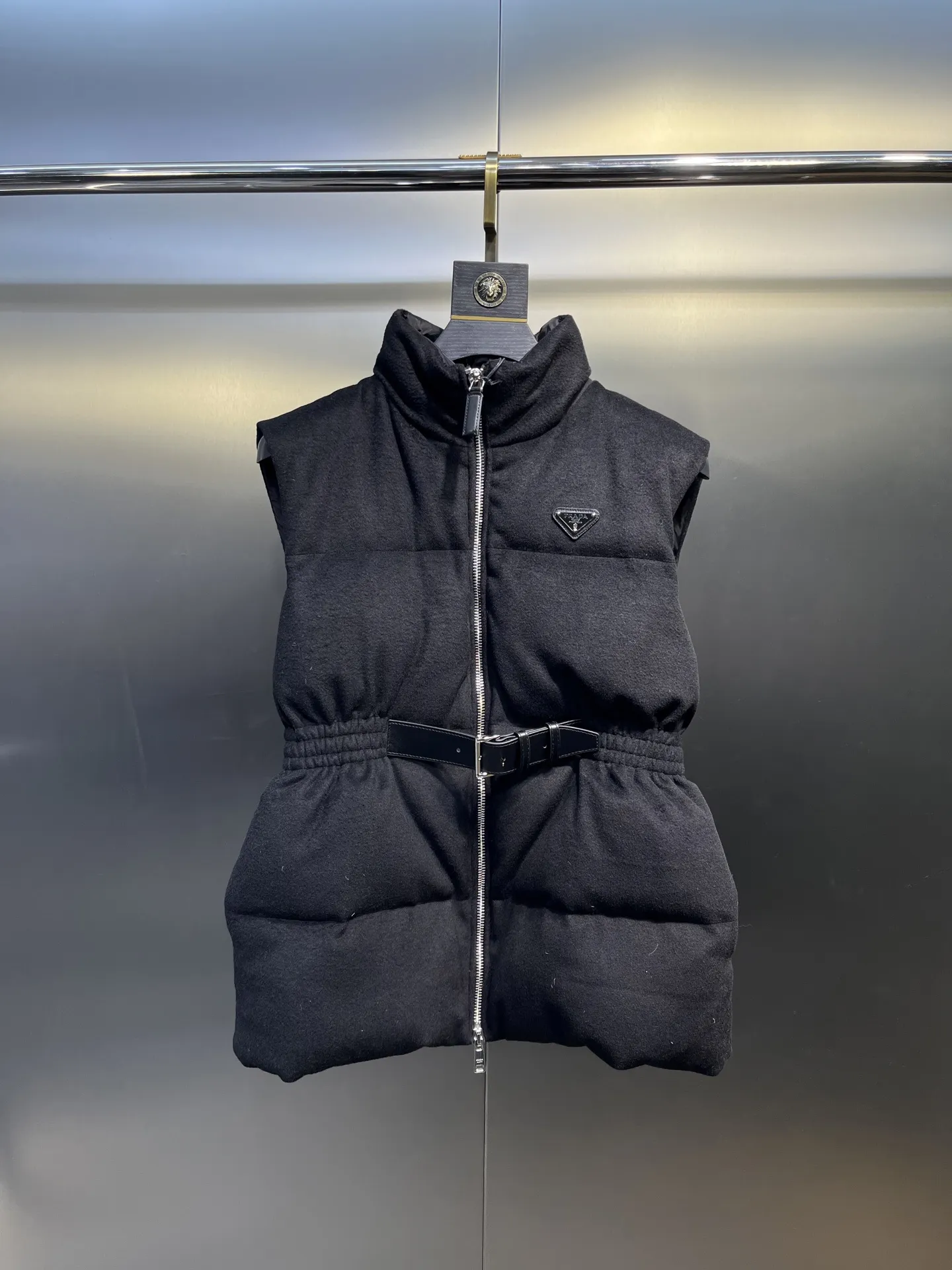 Prada Logo Wool Down Vest Black