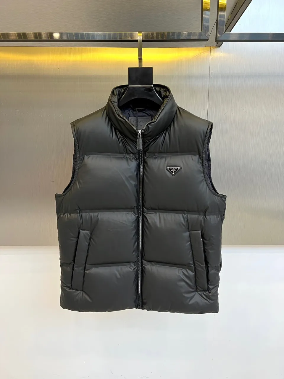 Prada Quilted Down Vest Black Sleeveless