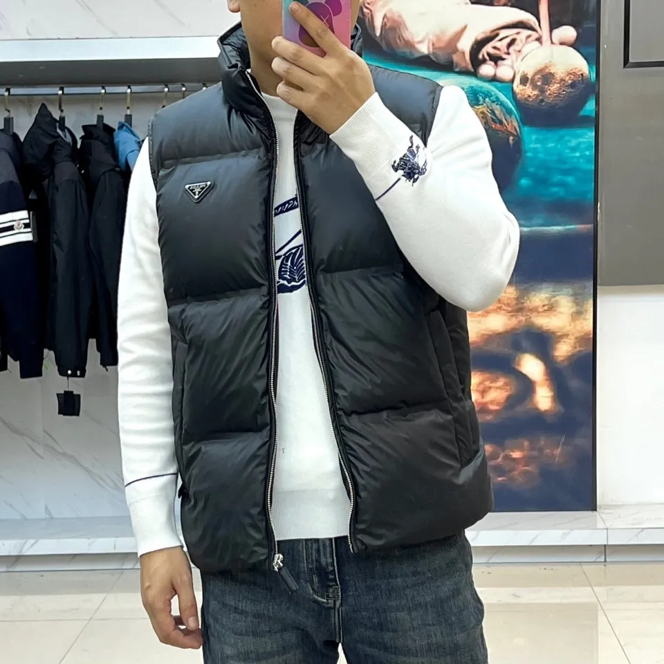 Prada Quilted Down Vest Black Sleeveless - Image 3