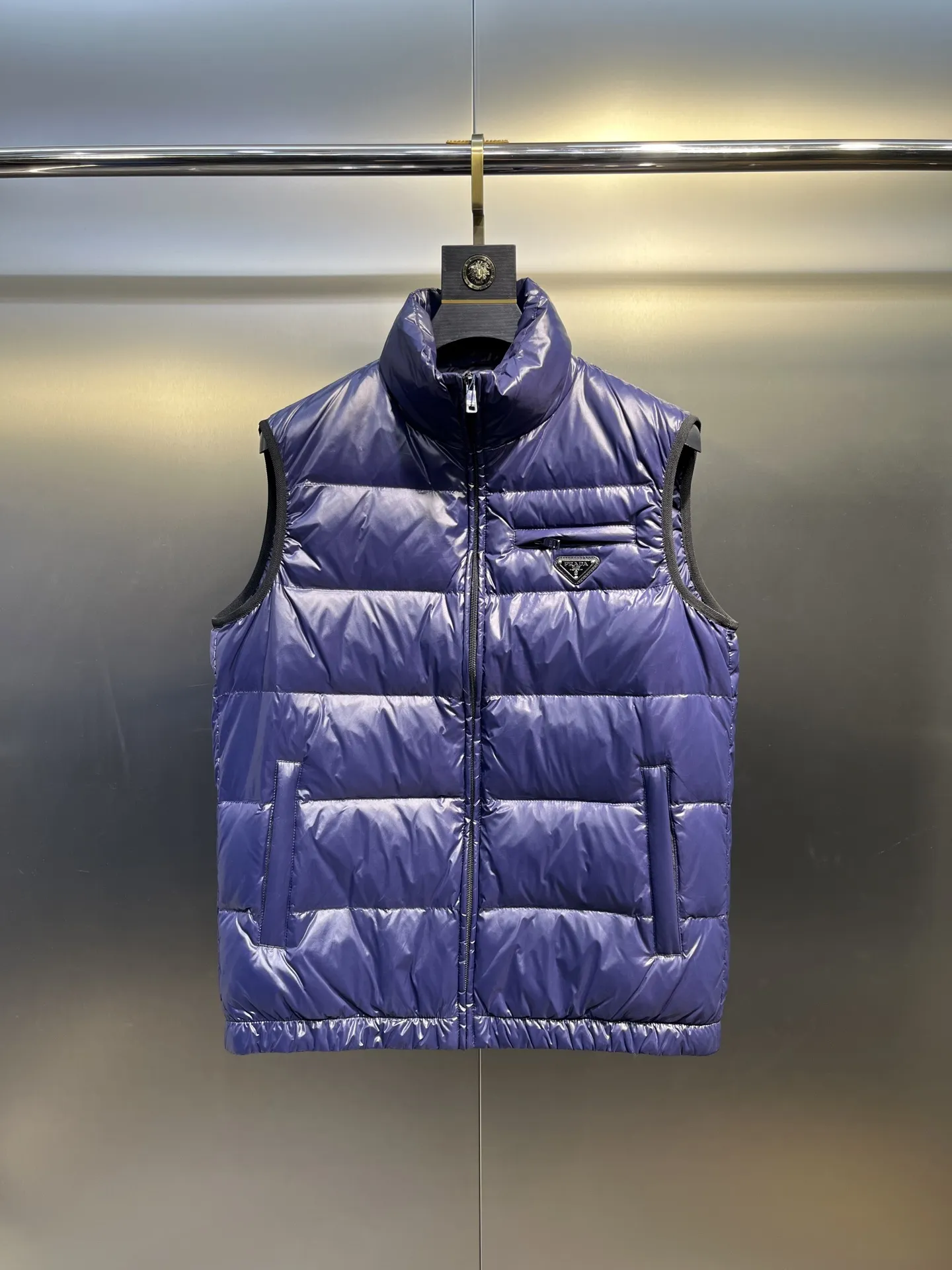 Prada Minimalist Down Vest Blue Sleeveless