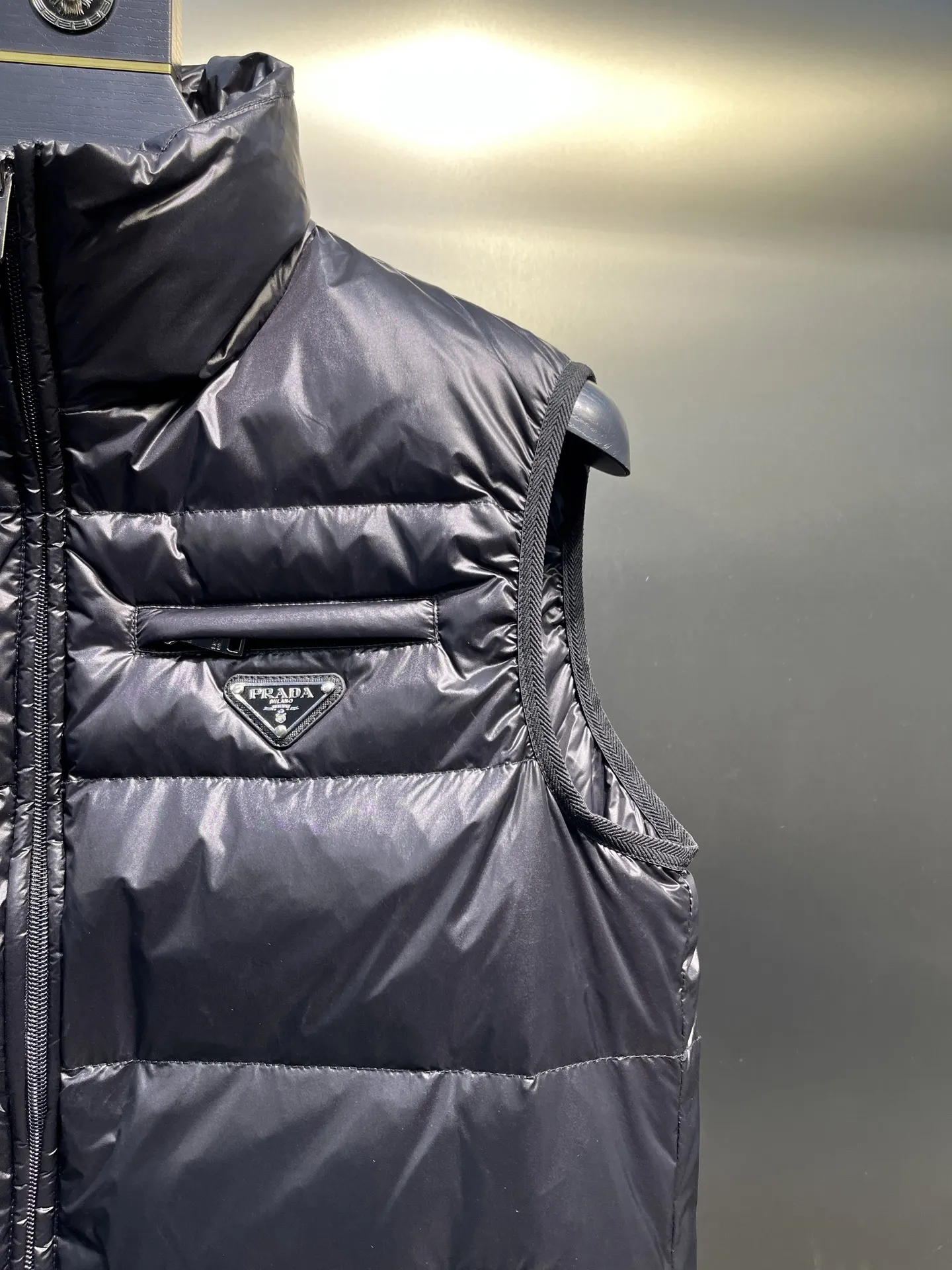 Prada Minimalist Down Vest Black Stand Collar - Image 4