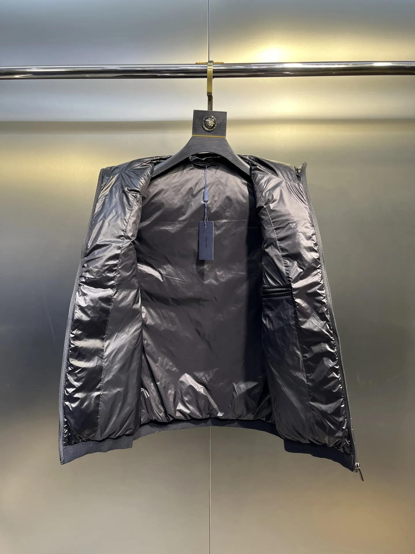 Prada Minimalist Down Vest Black Stand Collar - Image 8