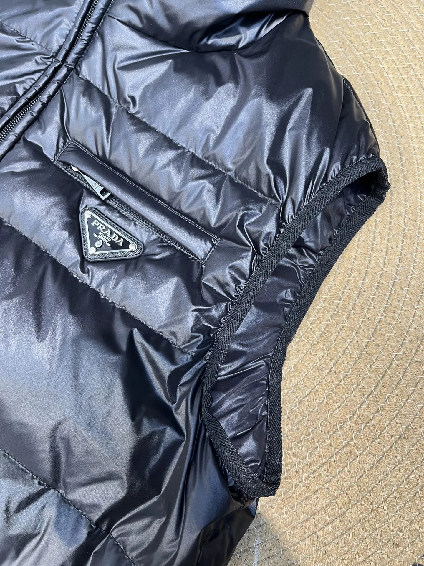 Prada Minimalist Down Vest Black Stand Collar - Image 11