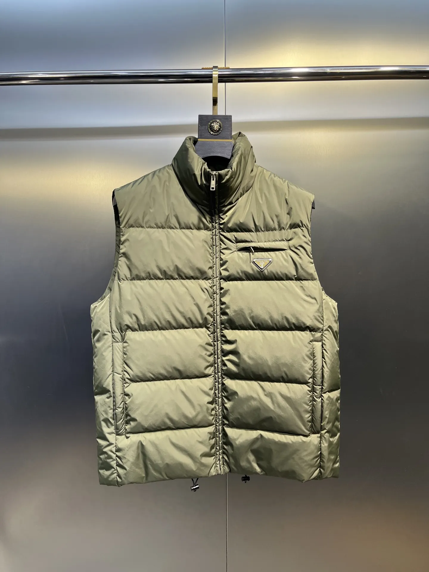 Prada Minimalist Down Vest Olive Green