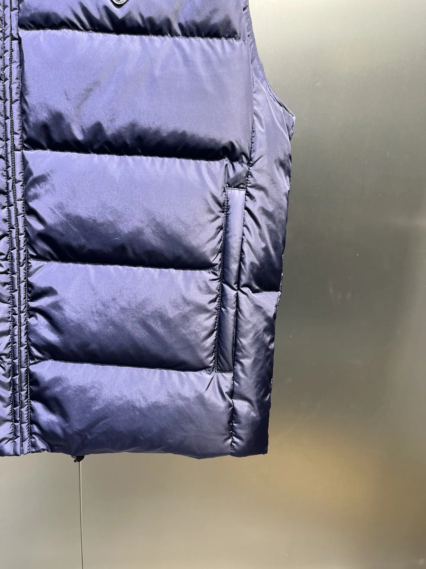 Prada Minimalist Down Vest Blue Stand Collar - Image 5