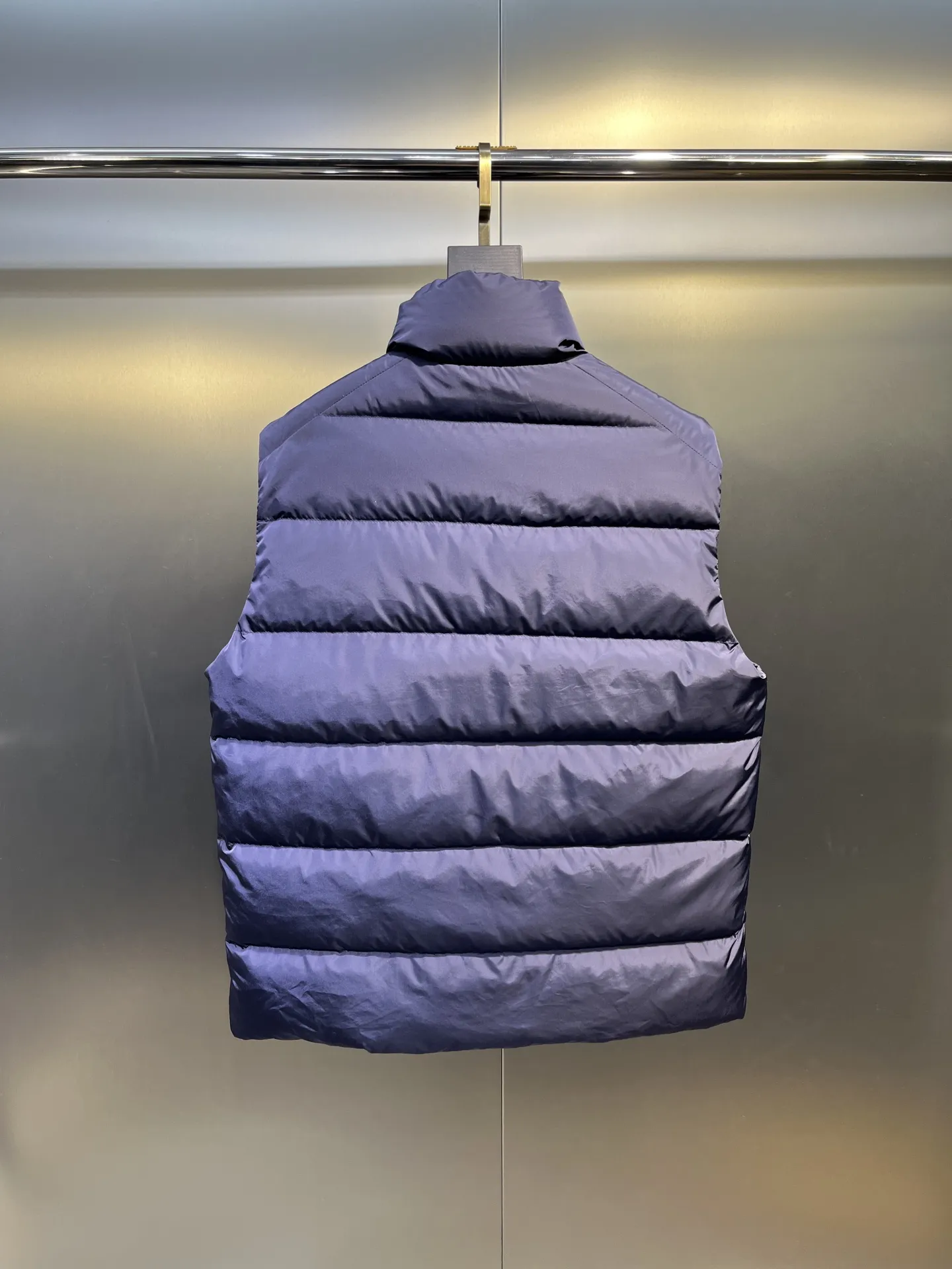Prada Minimalist Down Vest Blue Stand Collar - Image 6