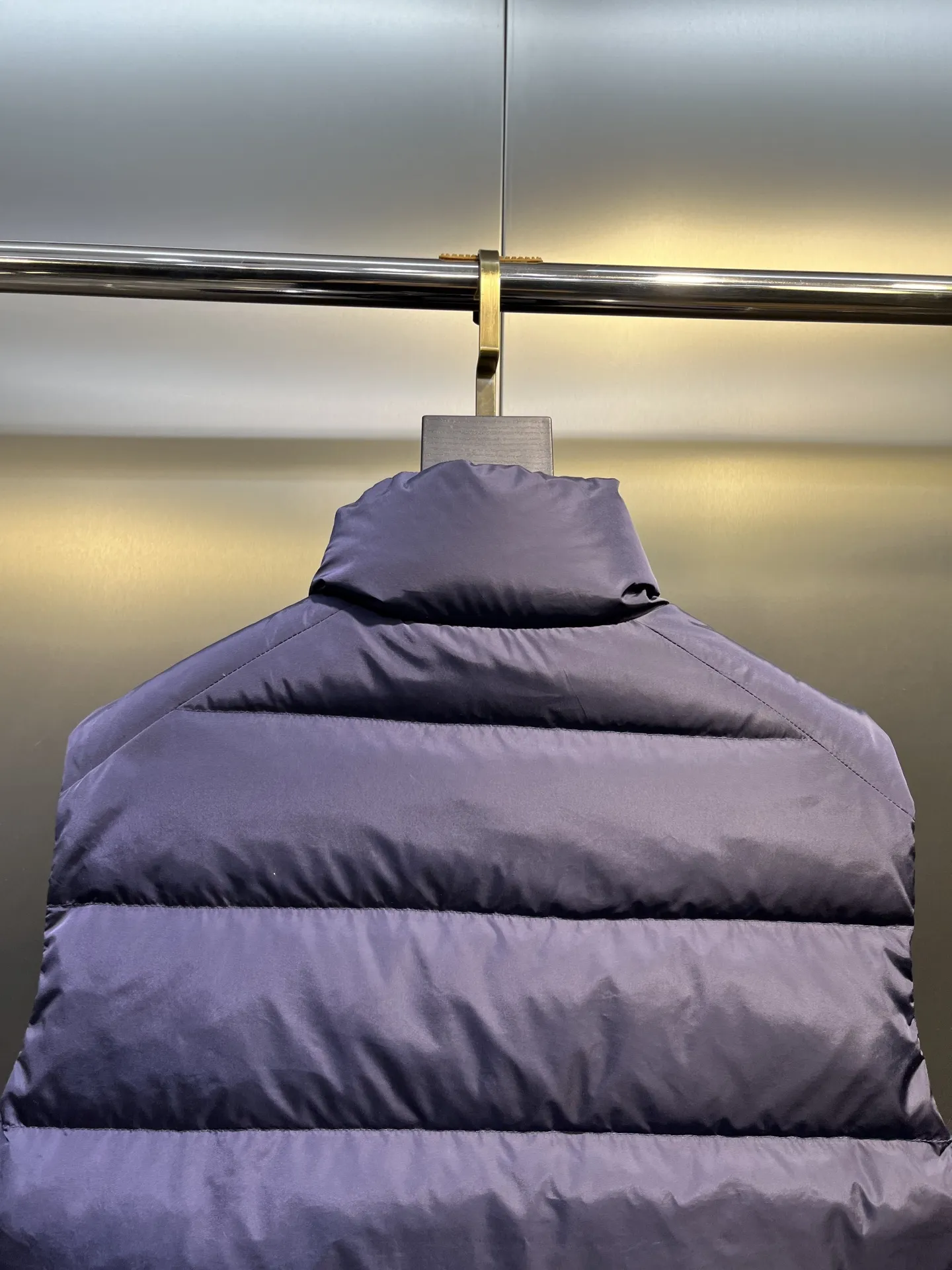 Prada Minimalist Down Vest Blue Stand Collar - Image 7