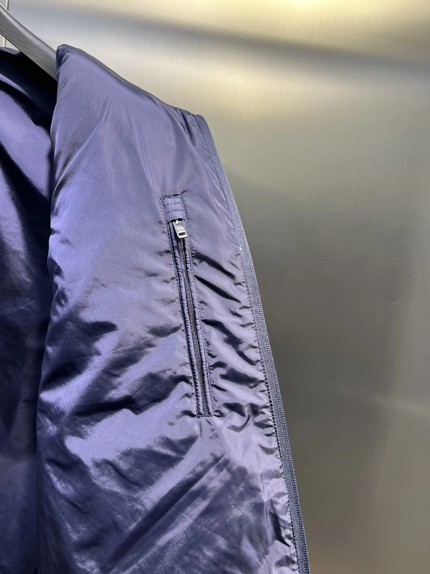 Prada Minimalist Down Vest Blue Stand Collar - Image 10