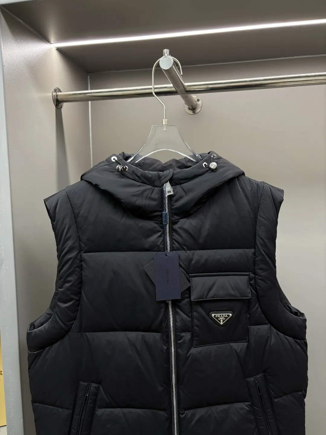 Prada Hooded Down Vest Black Quilted - Image 3