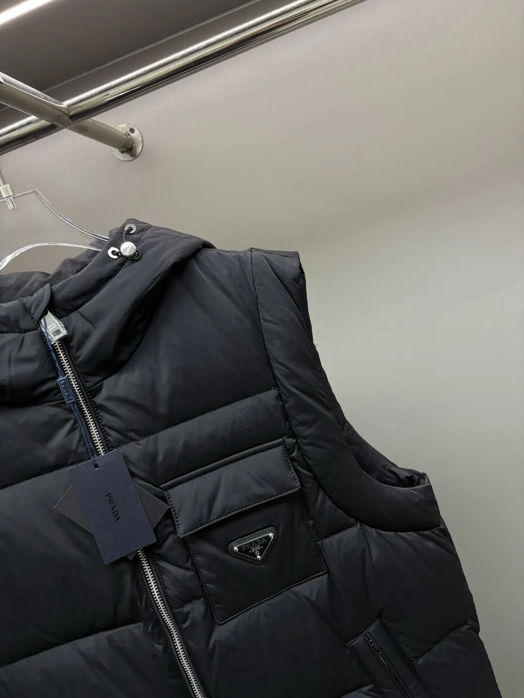 Prada Hooded Down Vest Black Quilted - Image 4