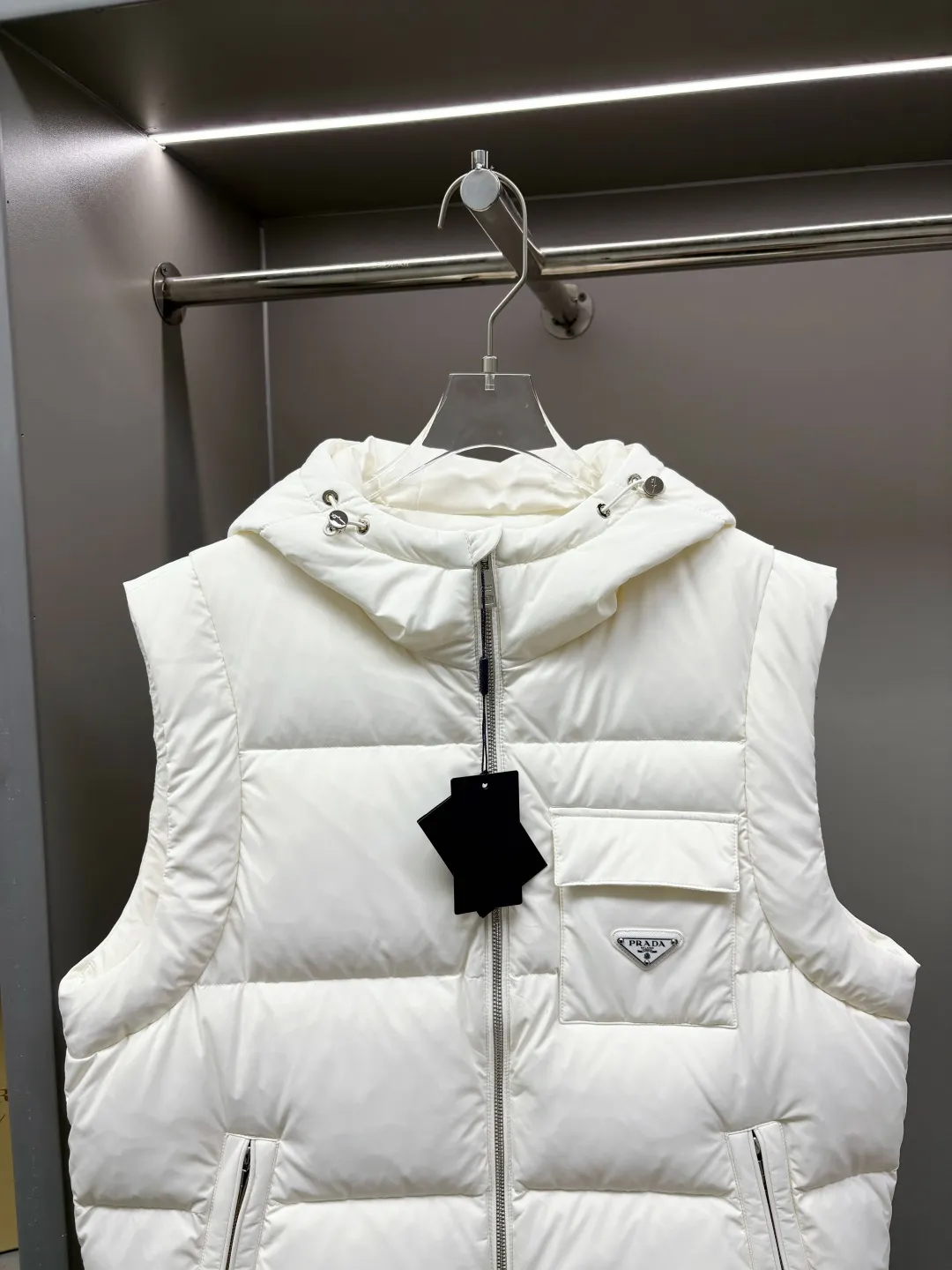Prada Hooded Down Vest White Quilted - Image 3