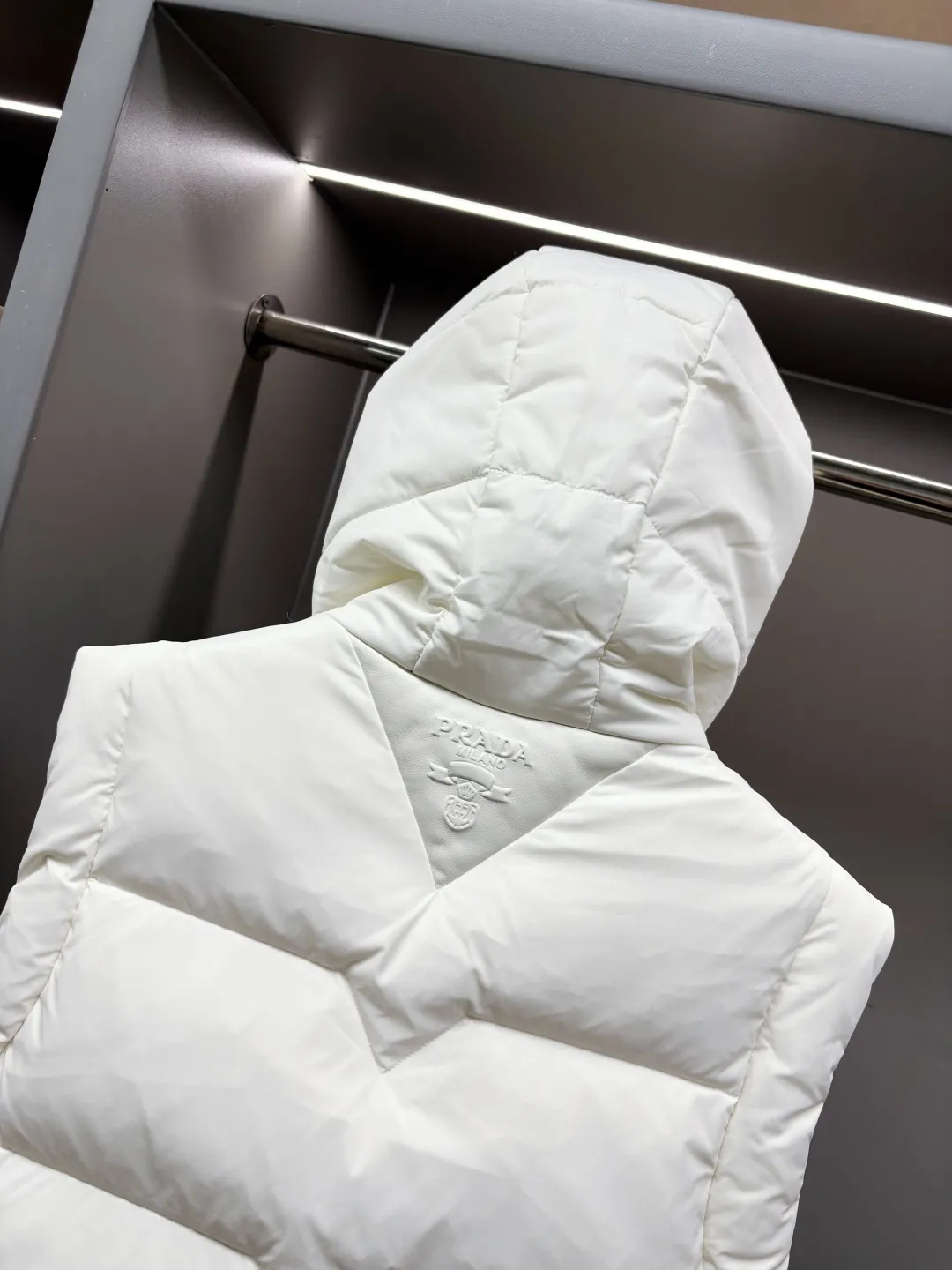 Prada Hooded Down Vest White Quilted - Image 10