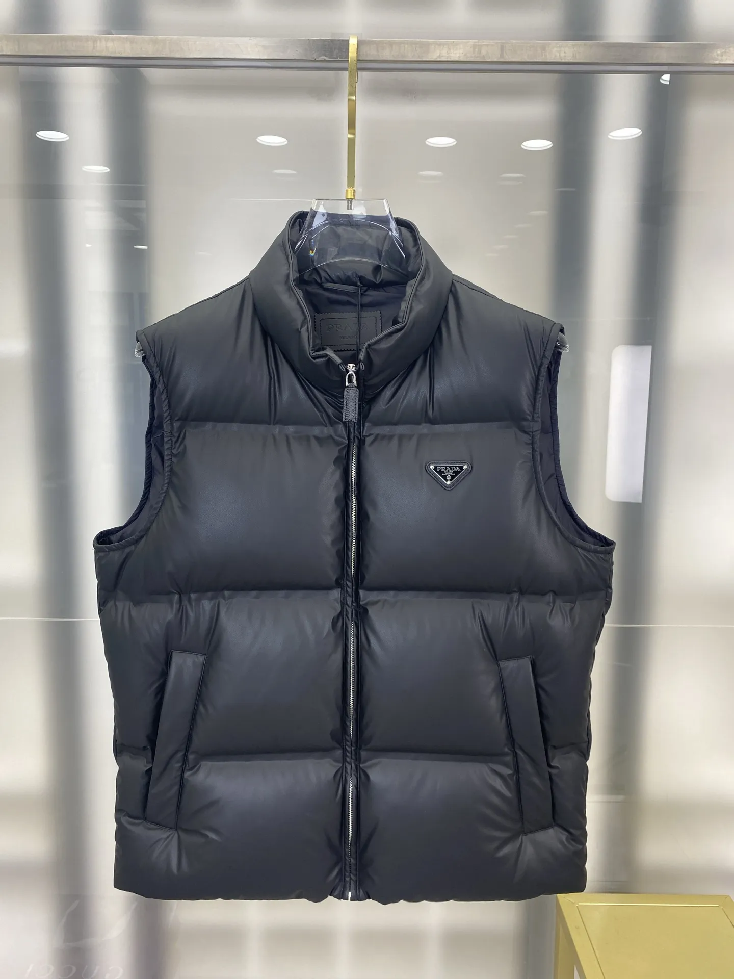 Prada Tech Down Vest Black Quilted