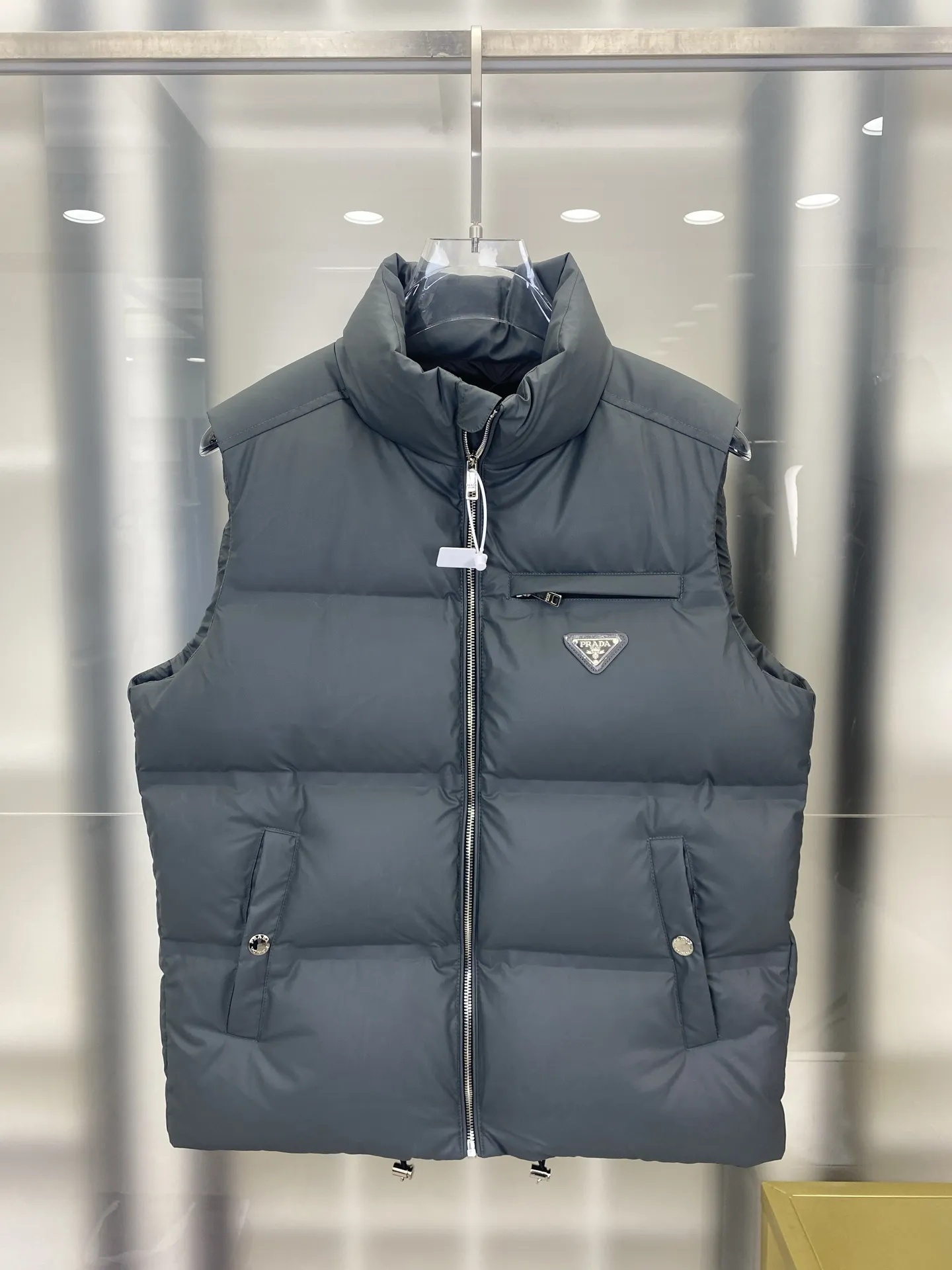 Prada Re-Nylon Down Vest Grey Regular Fit